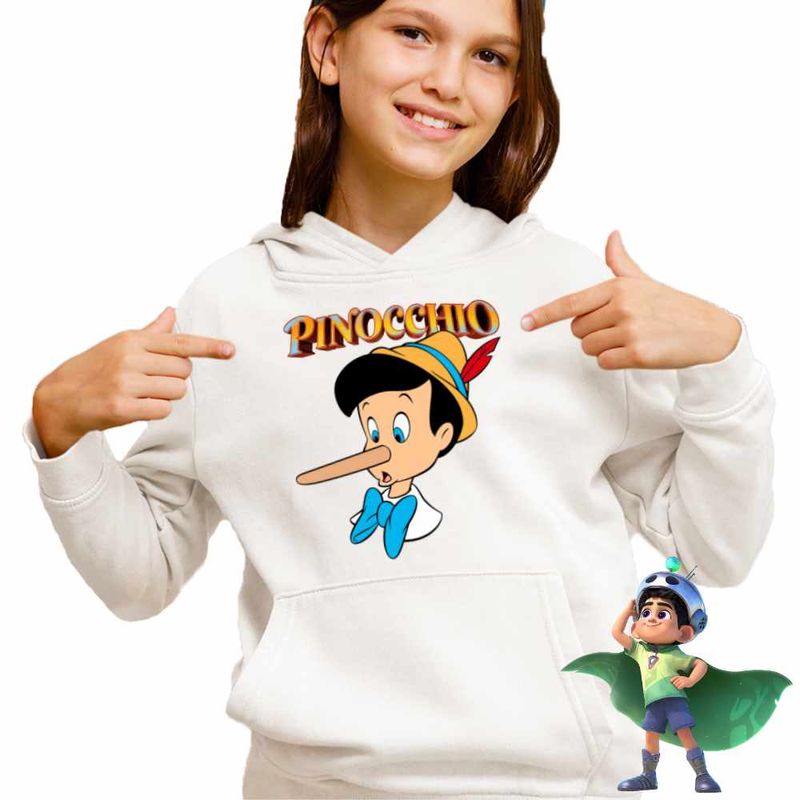 Fashion, accesorii si bijuterii - Copii - Imbracaminte copii - Pulovere si hanorace copii - Hanorac Copii Fete Pinocchio Nas Lung, alb, marime XS Copii - Infinity.ro