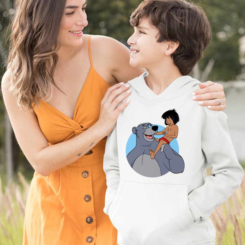 Fashion, accesorii si bijuterii - Copii - Imbracaminte copii - Pulovere si hanorace copii - Hanorac Copii Baieti Cartea Junglei Baloo Mowgli, alb, marime XL Copii - Infinity.ro