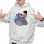 Fashion, accesorii si bijuterii - Copii - Imbracaminte copii - Pulovere si hanorace copii - Hanorac Copii Baieti Cartea Junglei Baloo Mowgli, alb, marime XL Copii - Infinity.ro