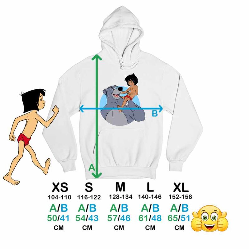 Fashion, accesorii si bijuterii - Copii - Imbracaminte copii - Pulovere si hanorace copii - Hanorac Copii Baieti Cartea Junglei Baloo Mowgli, alb, marime XL Copii - Infinity.ro