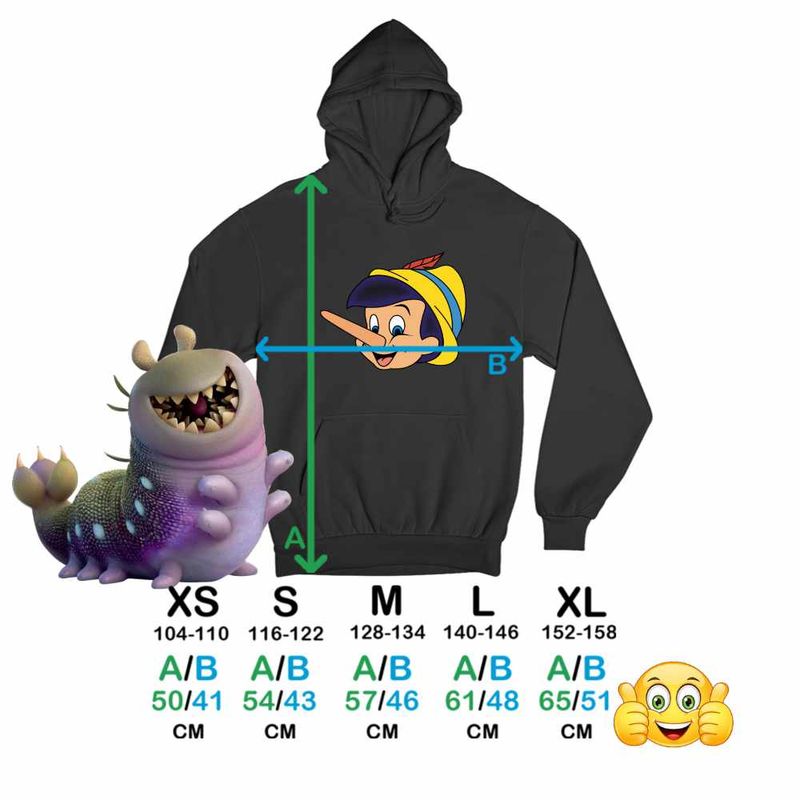 Fashion, accesorii si bijuterii - Copii - Imbracaminte copii - Pulovere si hanorace copii - Hanorac Copii Baieti Pinocchio, negru, marime M Copii - Infinity.ro