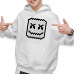Fashion, accesorii si bijuterii - Copii - Imbracaminte copii - Pulovere si hanorace copii - Hanorac Copii Baieti Marshmello Pixel Art Minecraft, alb, marime L Copii - Infinity.ro