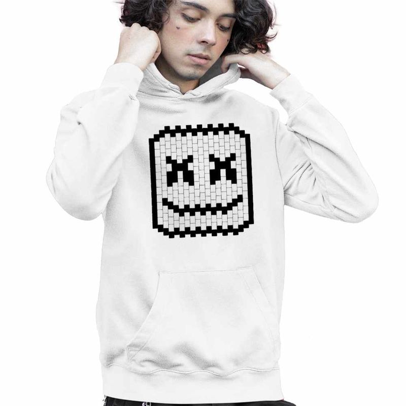 Fashion, accesorii si bijuterii - Copii - Imbracaminte copii - Pulovere si hanorace copii - Hanorac Copii Baieti Marshmello Pixel Art Minecraft, alb, marime L Copii - Infinity.ro