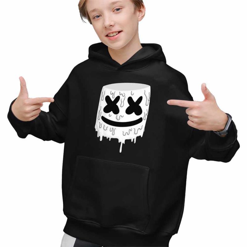 Fashion, accesorii si bijuterii - Copii - Imbracaminte copii - Pulovere si hanorace copii - Hanorac Copii Baieti Marshmello Melting, negru, marime L Copii - Infinity.ro