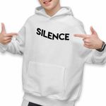 Fashion, accesorii si bijuterii - Copii - Imbracaminte copii - Pulovere si hanorace copii - Hanorac Copii Baieti Marshmello Silence, alb, marime XS Copii - Infinity.ro