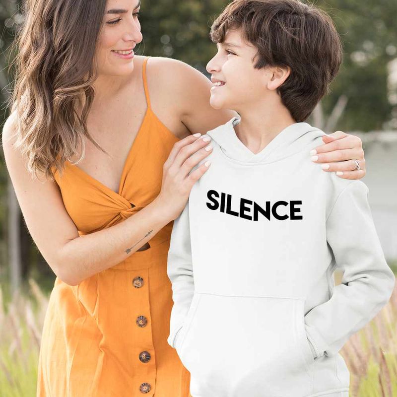 Fashion, accesorii si bijuterii - Copii - Imbracaminte copii - Pulovere si hanorace copii - Hanorac Copii Baieti Marshmello Silence, alb, marime XS Copii - Infinity.ro