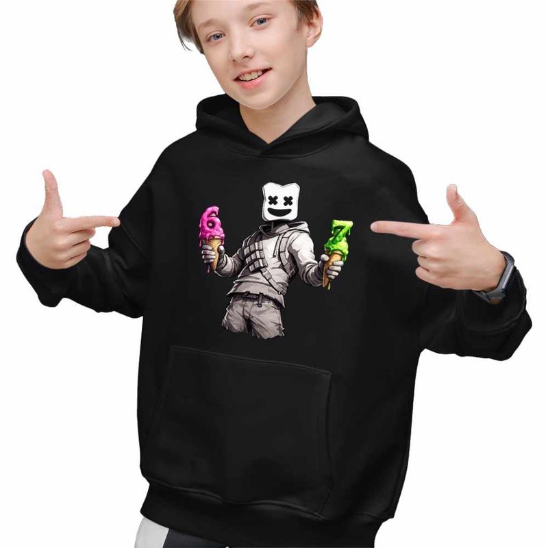 Fashion, accesorii si bijuterii - Copii - Imbracaminte copii - Pulovere si hanorace copii - Hanorac Copii Baieti Marshmello Six Seven 67, negru, marime L Copii - Infinity.ro