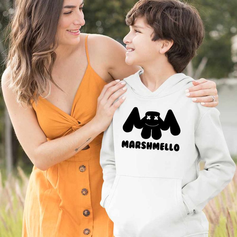 Fashion, accesorii si bijuterii - Copii - Imbracaminte copii - Pulovere si hanorace copii - Hanorac Copii Baieti Marshmello, alb, marime S Copii - Infinity.ro