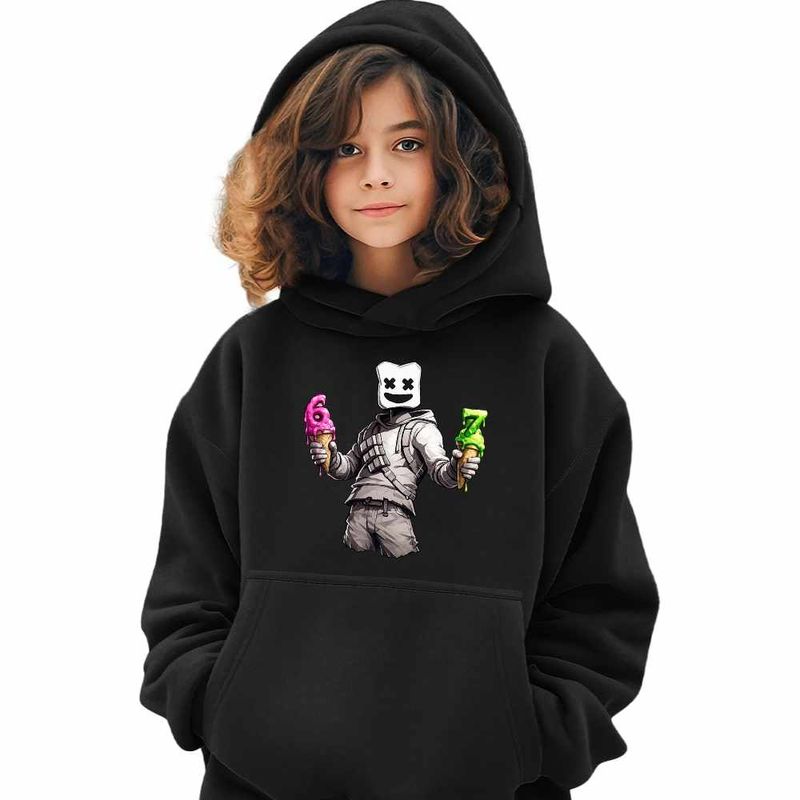 Fashion, accesorii si bijuterii - Copii - Imbracaminte copii - Pulovere si hanorace copii - Hanorac Copii Fete Marshmello Six Seven 67, negru, marime XS Copii - Infinity.ro
