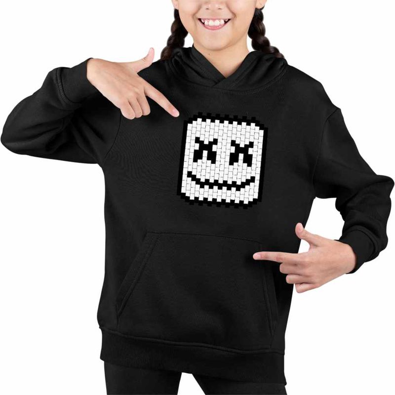 Fashion, accesorii si bijuterii - Copii - Imbracaminte copii - Pulovere si hanorace copii - Hanorac Copii Fete Marshmello Pixel Art Minecraft, negru, marime XS Copii - Infinity.ro