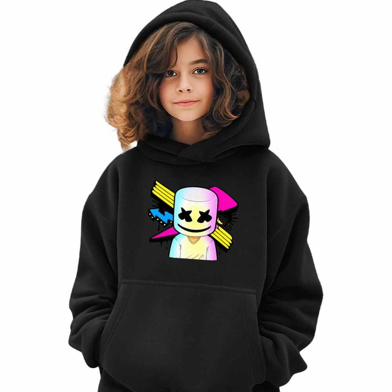 Fashion, accesorii si bijuterii - Copii - Imbracaminte copii - Pulovere si hanorace copii - Hanorac Copii Fete Marshmello Party Vibe, negru, marime XL Copii - Infinity.ro