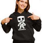 Fashion, accesorii si bijuterii - Copii - Imbracaminte copii - Pulovere si hanorace copii - Hanorac Copii Fete Marshmello Chibi Cartoon, negru, marime M Copii - Infinity.ro
