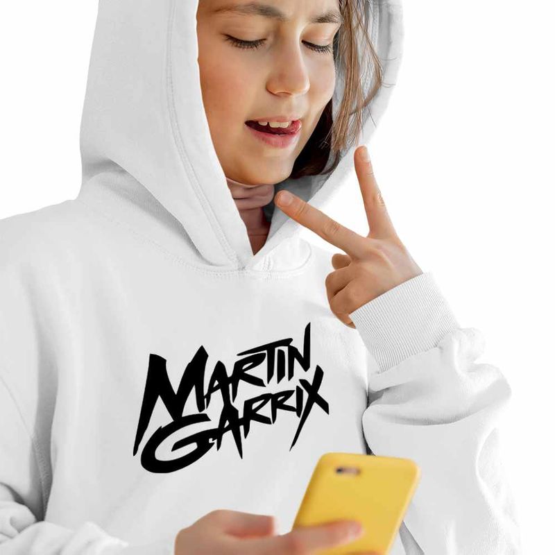 Fashion, accesorii si bijuterii - Copii - Imbracaminte copii - Pulovere si hanorace copii - Hanorac Copii Fete Martin Garrix Signature, alb, marime XS Copii - Infinity.ro