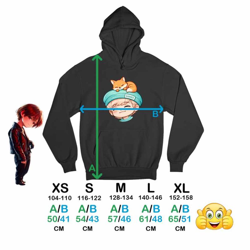 Fashion, accesorii si bijuterii - Copii - Imbracaminte copii - Pulovere si hanorace copii - Hanorac Copii Fete Shinee Jonghyun Chibi Kpop, negru, marime XS Copii - Infinity.ro