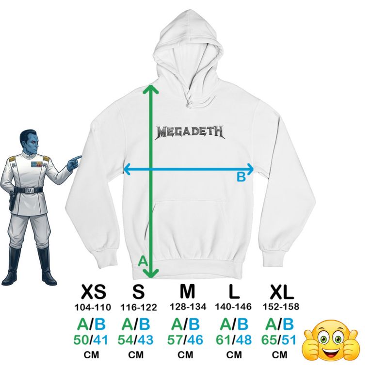 Fashion, accesorii si bijuterii - Copii - Imbracaminte copii - Pulovere si hanorace copii - Hanorac Copii Fete Megadeth Heave Metal Merch, alb, marime S Copii - Infinity.ro