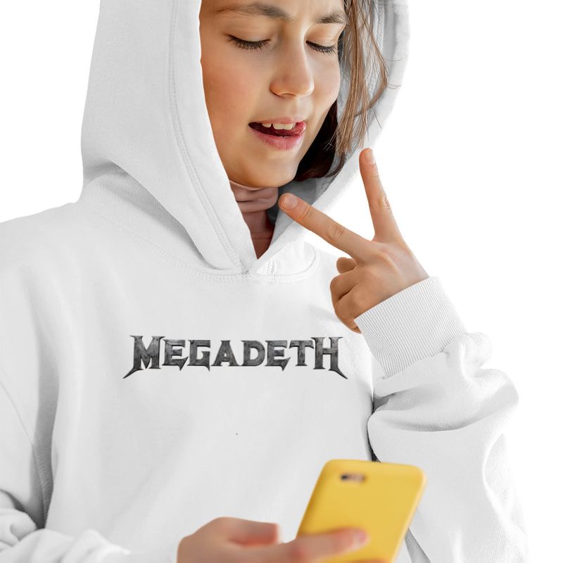 Fashion, accesorii si bijuterii - Copii - Imbracaminte copii - Pulovere si hanorace copii - Hanorac Copii Fete Megadeth Heave Metal Merch, alb, marime S Copii - Infinity.ro