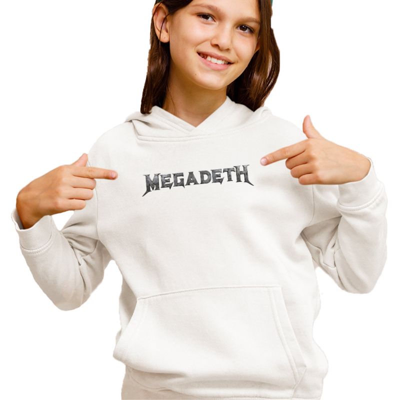 Fashion, accesorii si bijuterii - Copii - Imbracaminte copii - Pulovere si hanorace copii - Hanorac Copii Fete Megadeth Heave Metal Merch, alb, marime S Copii - Infinity.ro