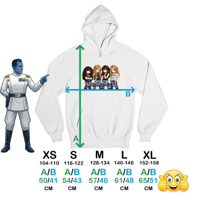 Fashion, accesorii si bijuterii - Copii - Imbracaminte copii - Pulovere si hanorace copii - Hanorac Copii Baieti Megadeth Cartoon Chibi, alb, marime M Copii - Infinity.ro
