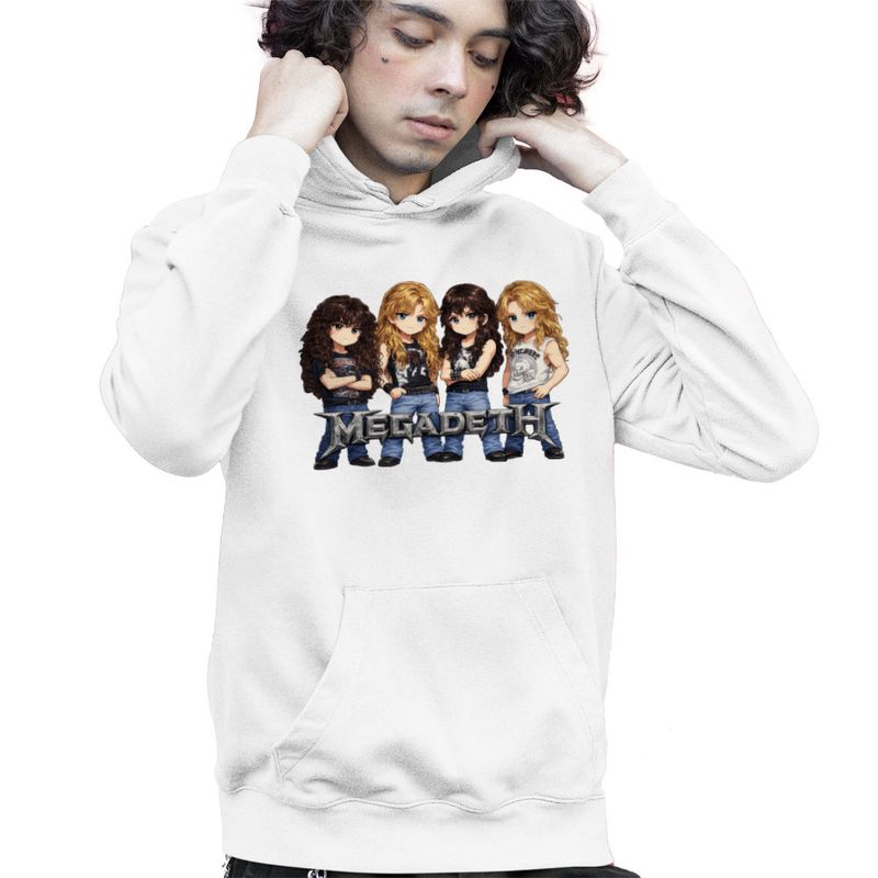 Fashion, accesorii si bijuterii - Copii - Imbracaminte copii - Pulovere si hanorace copii - Hanorac Copii Baieti Megadeth Cartoon Chibi, alb, marime M Copii - Infinity.ro