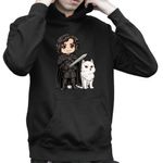 Fashion, accesorii si bijuterii - Copii - Imbracaminte copii - Pulovere si hanorace copii - Hanorac Copii Baieti Game of Thrones Jon Snow Ghost Wolf, negru, marime XS Copii - Infinity.ro