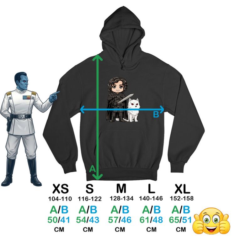 Fashion, accesorii si bijuterii - Copii - Imbracaminte copii - Pulovere si hanorace copii - Hanorac Copii Baieti Game of Thrones Jon Snow Ghost Wolf, negru, marime XS Copii - Infinity.ro