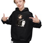 Fashion, accesorii si bijuterii - Copii - Imbracaminte copii - Pulovere si hanorace copii - Hanorac Copii Baieti Game of Thrones Jon Snow Ghost Wolf, negru, marime XS Copii - Infinity.ro