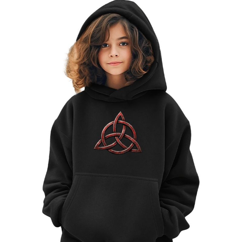 Fashion, accesorii si bijuterii - Copii - Imbracaminte copii - Pulovere si hanorace copii - Hanorac Copii Fete Led Zeppelin Triquetra Vikings, negru, marime XL Copii - Infinity.ro