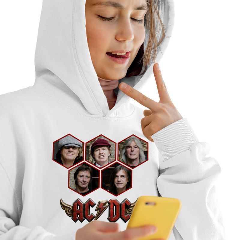 Fashion, accesorii si bijuterii - Copii - Imbracaminte copii - Pulovere si hanorace copii - Hanorac Copii Fete ACDC Rock Vibe ACDC Merch, alb, marime L Copii - Infinity.ro