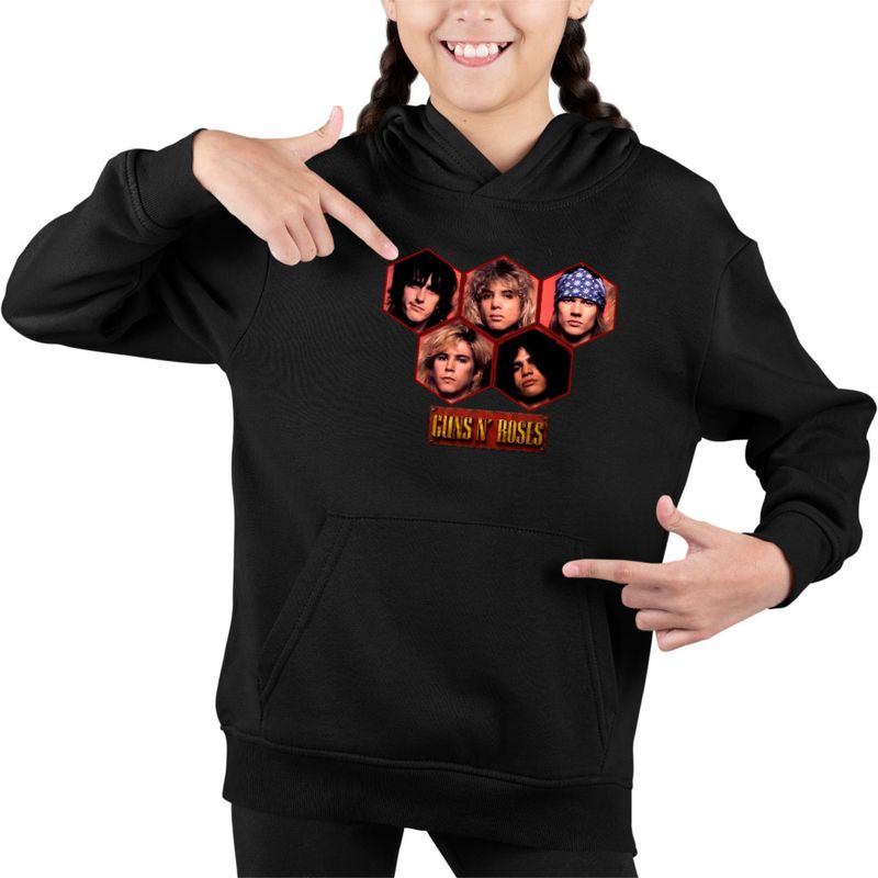 Fashion, accesorii si bijuterii - Copii - Imbracaminte copii - Pulovere si hanorace copii - Hanorac Copii Fete Guns N Roses Party Merch, negru, marime L Copii - Infinity.ro