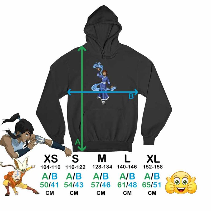 Fashion, accesorii si bijuterii - Copii - Imbracaminte copii - Pulovere si hanorace copii - Hanorac Copii Fete Avatar Katara Waterbender Legenda lui Aang Arte Martiale, negru, marime XL Copii - Infinity.ro