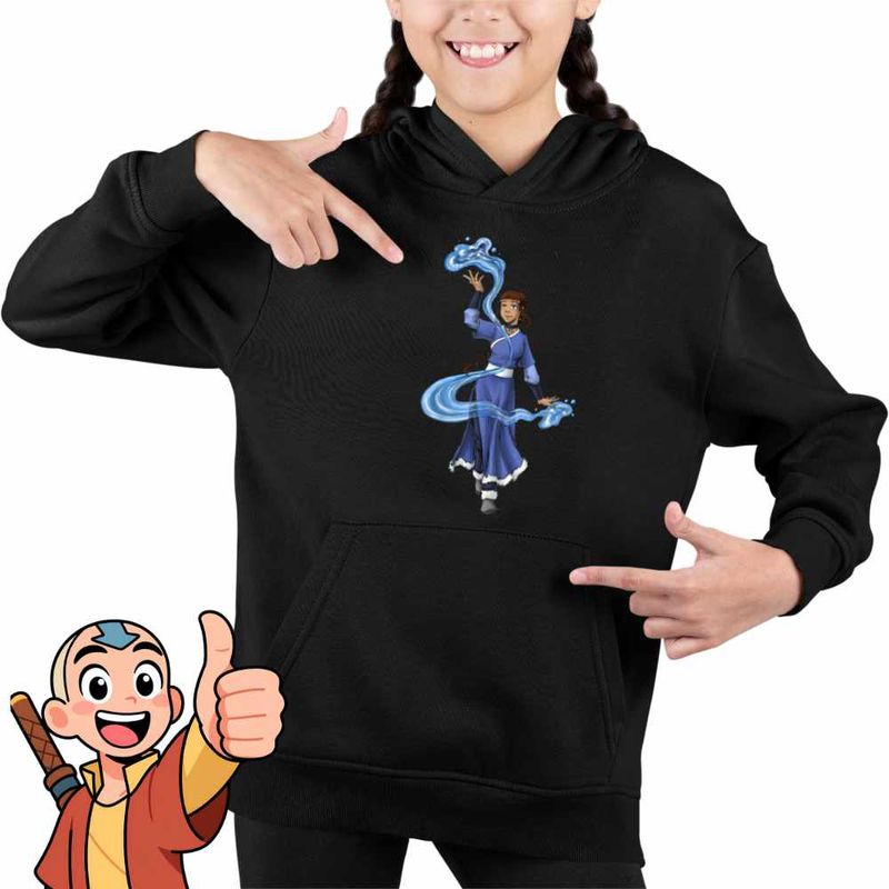 Fashion, accesorii si bijuterii - Copii - Imbracaminte copii - Pulovere si hanorace copii - Hanorac Copii Fete Avatar Katara Waterbender Legenda lui Aang Arte Martiale, negru, marime XL Copii - Infinity.ro