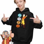 Fashion, accesorii si bijuterii - Copii - Imbracaminte copii - Pulovere si hanorace copii - Hanorac Copii Baieti Avatar Airbender Cele 4 Elemente, negru, marime XS Copii - Infinity.ro