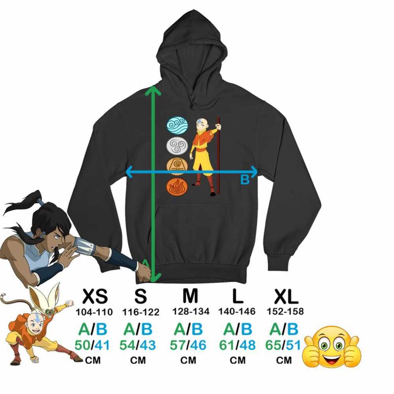 Fashion, accesorii si bijuterii - Copii - Imbracaminte copii - Pulovere si hanorace copii - Hanorac Copii Baieti Avatar Airbender Cele 4 Elemente, negru, marime XS Copii - Infinity.ro