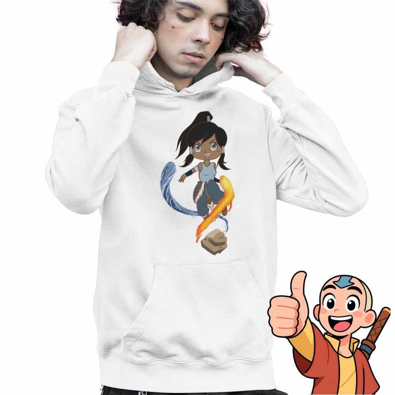 Fashion, accesorii si bijuterii - Copii - Imbracaminte copii - Pulovere si hanorace copii - Hanorac Copii Baieti Avatar Legenda lui Korra Reincarnare Airbender, alb, marime M Copii - Infinity.ro