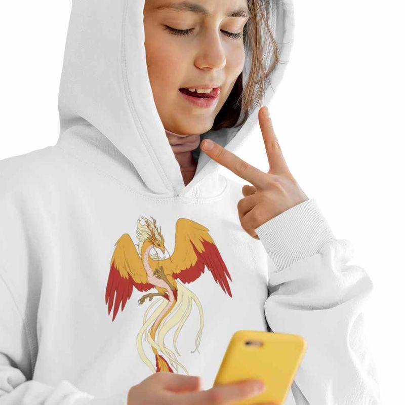 Fashion, accesorii si bijuterii - Copii - Imbracaminte copii - Pulovere si hanorace copii - Hanorac Copii Fete Avatar Dragon Phoenix Korra Airbender, alb, marime XL Copii - Infinity.ro
