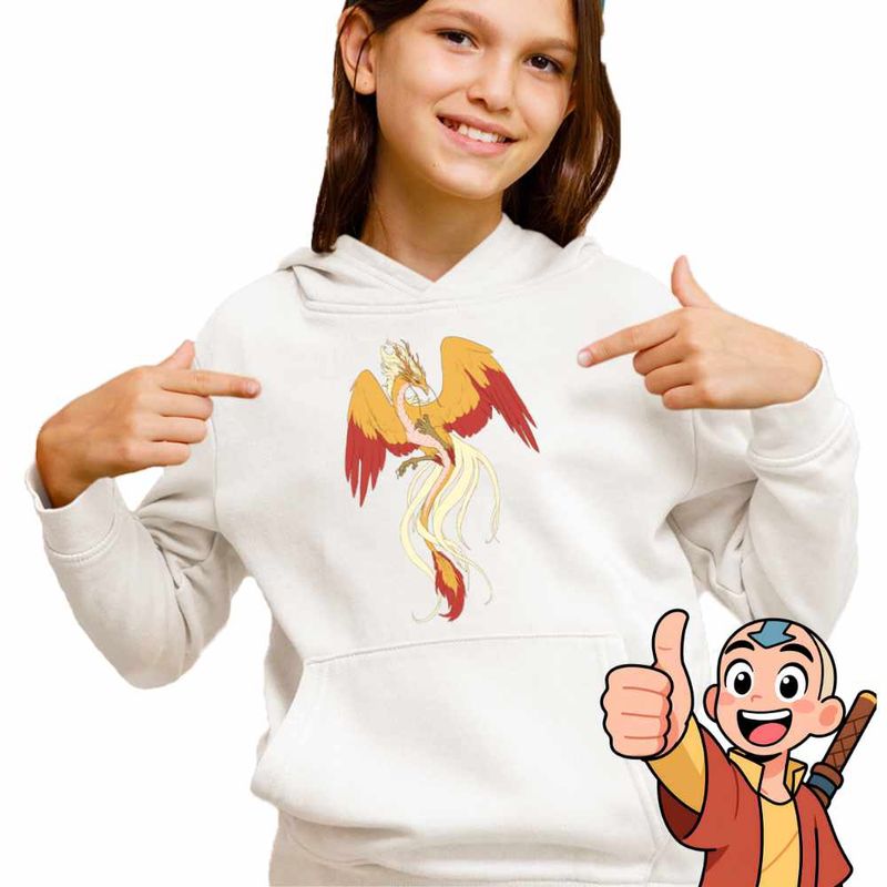 Fashion, accesorii si bijuterii - Copii - Imbracaminte copii - Pulovere si hanorace copii - Hanorac Copii Fete Avatar Dragon Phoenix Korra Airbender, alb, marime XL Copii - Infinity.ro