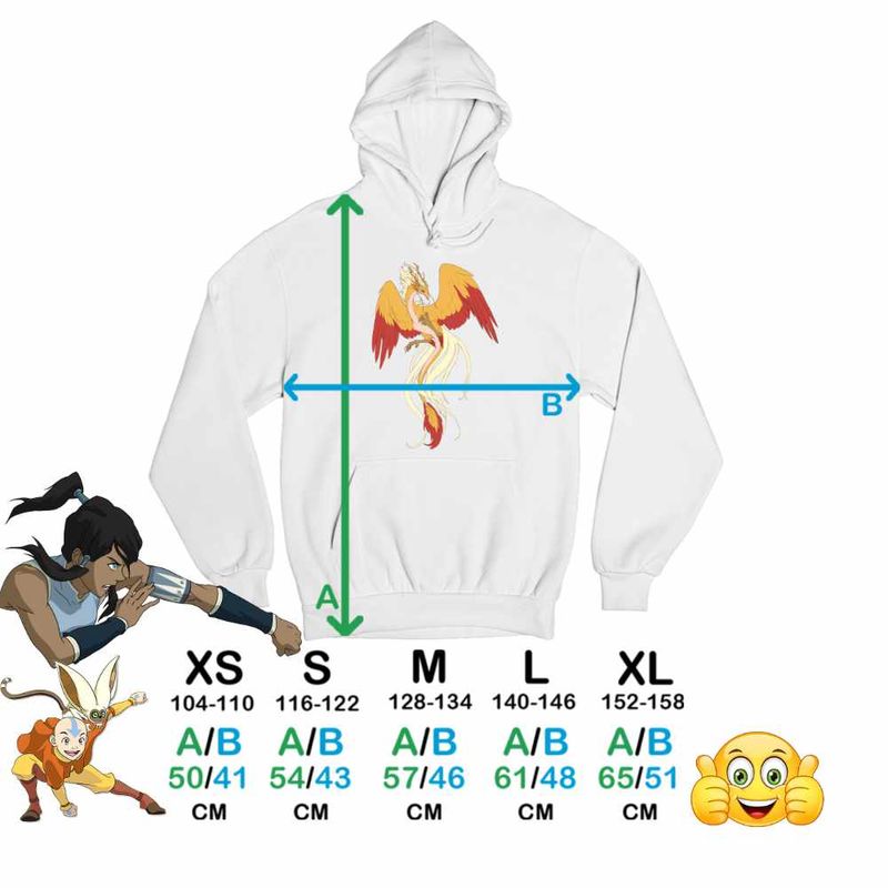 Fashion, accesorii si bijuterii - Copii - Imbracaminte copii - Pulovere si hanorace copii - Hanorac Copii Fete Avatar Dragon Phoenix Korra Airbender, alb, marime XL Copii - Infinity.ro