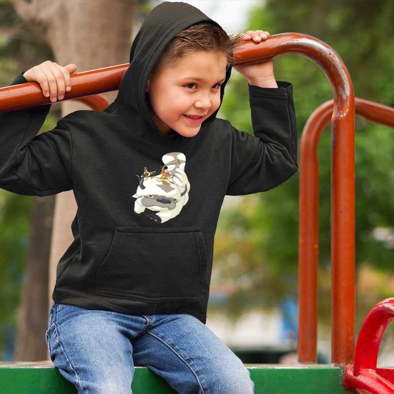 Fashion, accesorii si bijuterii - Copii - Imbracaminte copii - Pulovere si hanorace copii - Hanorac Copii Baieti Avatar Airbender Appa Maestru Aerului Momo, negru, marime XS Copii - Infinity.ro