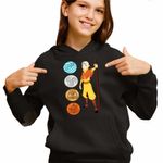 Fashion, accesorii si bijuterii - Copii - Imbracaminte copii - Pulovere si hanorace copii - Hanorac Copii Fete Avatar Airbender Cele 4 Elemente, negru, marime XL Copii - Infinity.ro