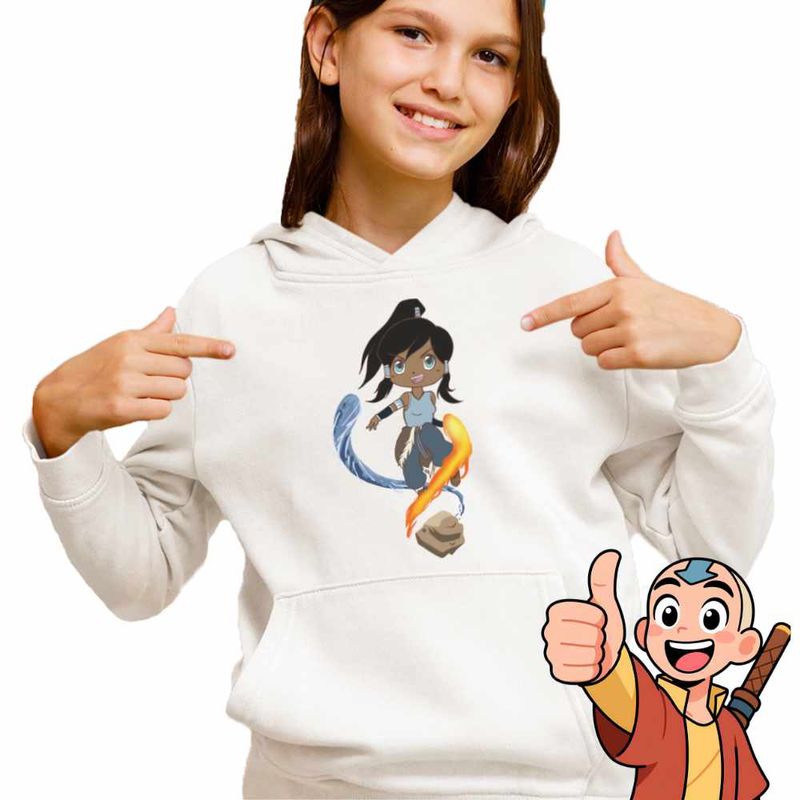 Fashion, accesorii si bijuterii - Copii - Imbracaminte copii - Pulovere si hanorace copii - Hanorac Copii Fete Avatar Legenda lui Korra Reincarnare Airbender, alb, marime S Copii - Infinity.ro
