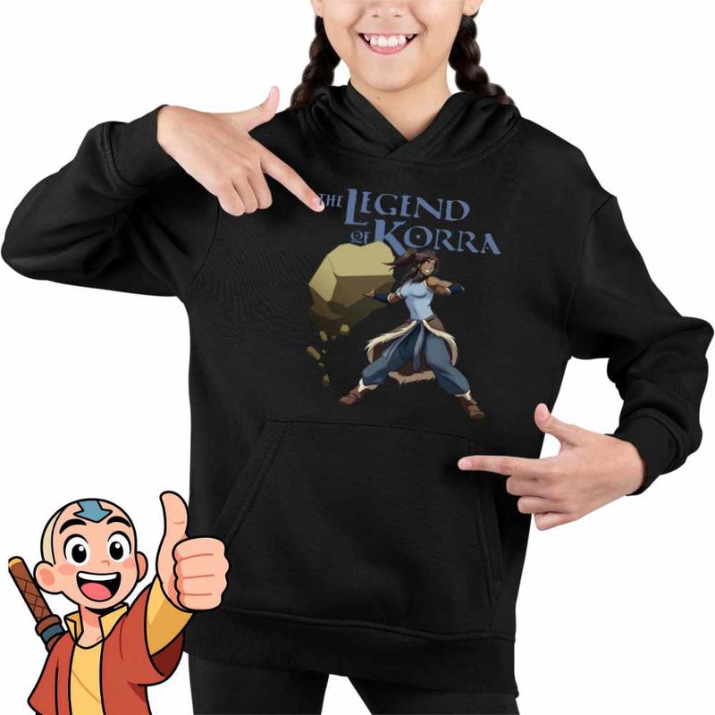 Fashion, accesorii si bijuterii - Copii - Imbracaminte copii - Pulovere si hanorace copii - Hanorac Copii Fete Avatar Korra Maestru Pamantului Airbender, negru, marime XL Copii - Infinity.ro