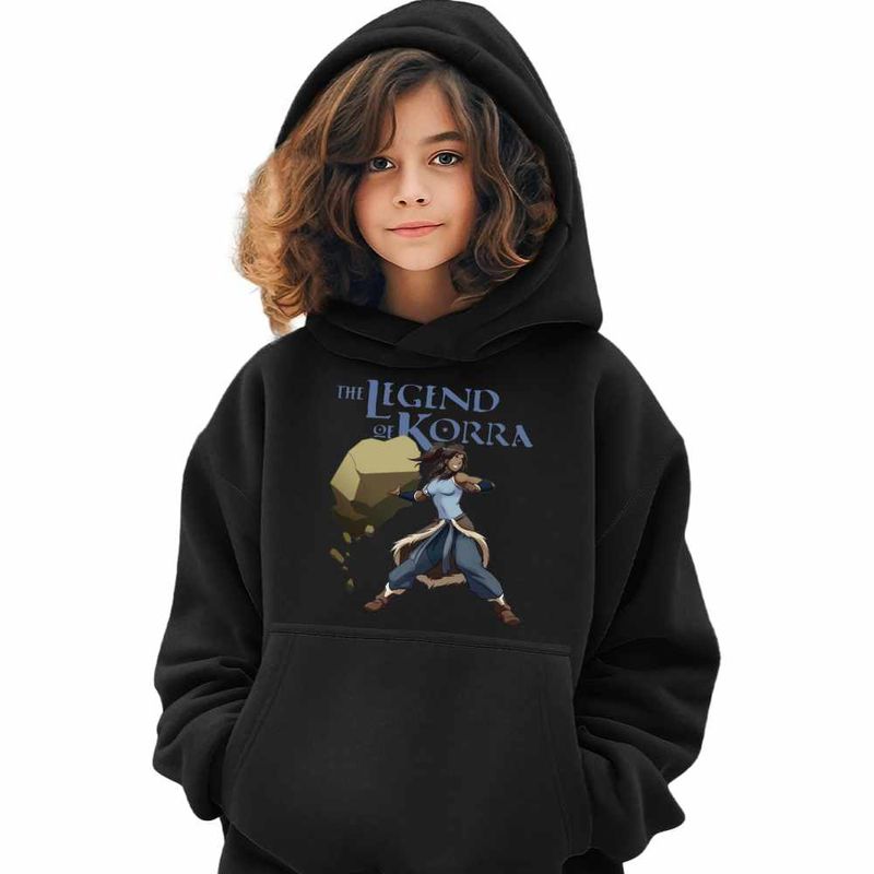 Fashion, accesorii si bijuterii - Copii - Imbracaminte copii - Pulovere si hanorace copii - Hanorac Copii Fete Avatar Korra Maestru Pamantului Airbender, negru, marime XL Copii - Infinity.ro