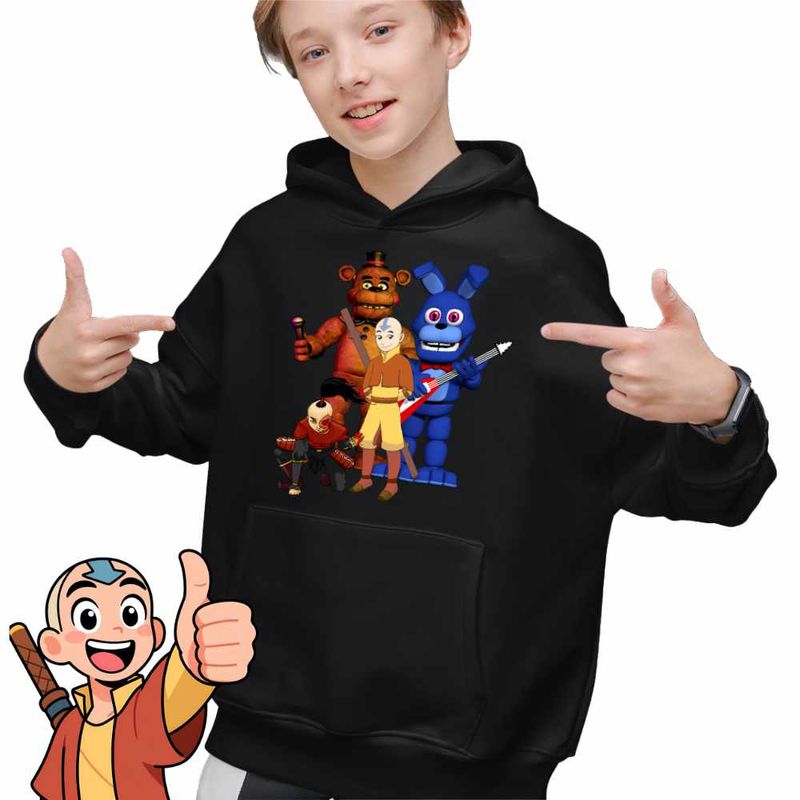 Fashion, accesorii si bijuterii - Copii - Imbracaminte copii - Pulovere si hanorace copii - Hanorac Copii Baieti Avatar Fnaf Freddy Last Airbender Firebender, negru, marime XL Copii - Infinity.ro