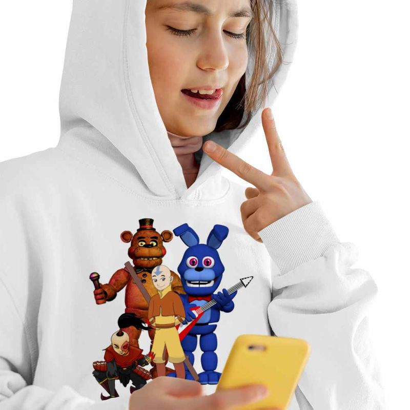 Fashion, accesorii si bijuterii - Copii - Imbracaminte copii - Pulovere si hanorace copii - Hanorac Copii Fete Avatar Fnaf Freddy Last Airbender Firebender, alb, marime XL Copii - Infinity.ro