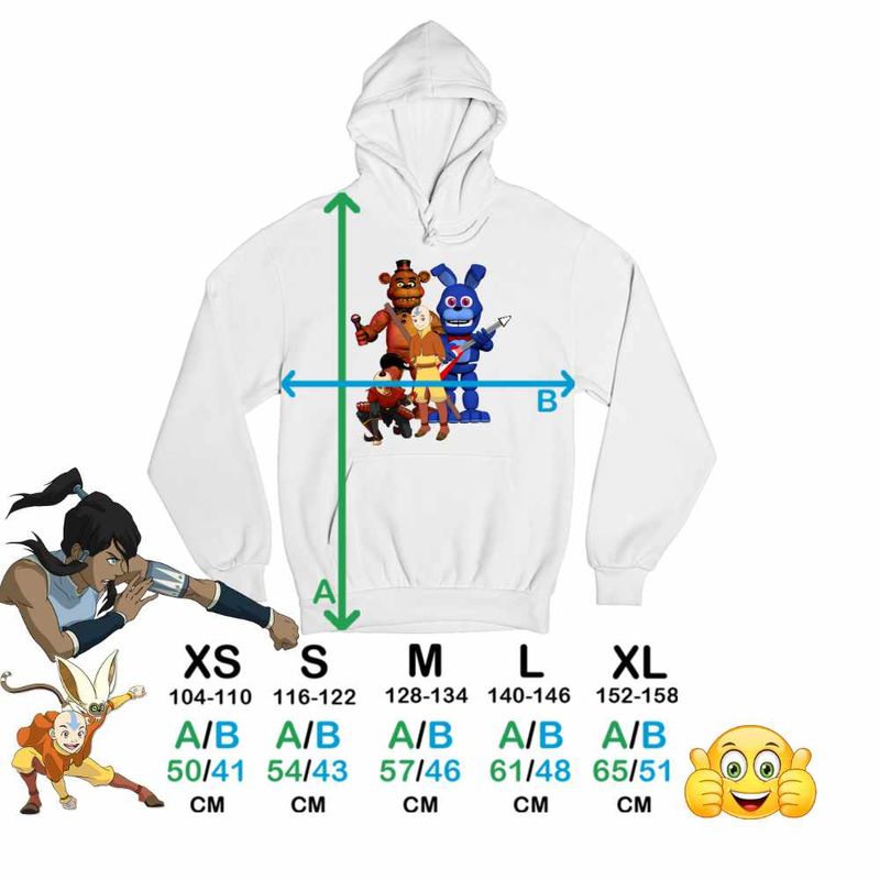 Fashion, accesorii si bijuterii - Copii - Imbracaminte copii - Pulovere si hanorace copii - Hanorac Copii Fete Avatar Fnaf Freddy Last Airbender Firebender, alb, marime XL Copii - Infinity.ro
