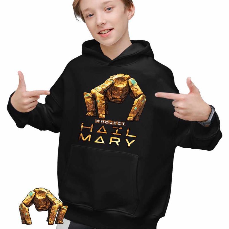 Fashion, accesorii si bijuterii - Copii - Imbracaminte copii - Pulovere si hanorace copii - Hanorac Copii Baieti Project Hail Mary Rocky Eridian Alien Engineer, negru, marime XL Copii - Infinity.ro