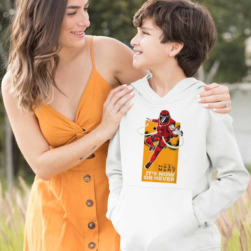 Fashion, accesorii si bijuterii - Copii - Imbracaminte copii - Pulovere si hanorace copii - Hanorac Copii Baieti Project Hail Mary Now or Never Astrophage, alb, marime S Copii - Infinity.ro