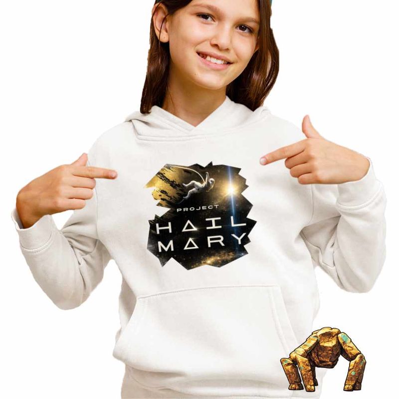 Fashion, accesorii si bijuterii - Copii - Imbracaminte copii - Pulovere si hanorace copii - Hanorac Copii Fete Project Hail Mary Spaceship Mission Tau Ceti, alb, marime L Copii - Infinity.ro