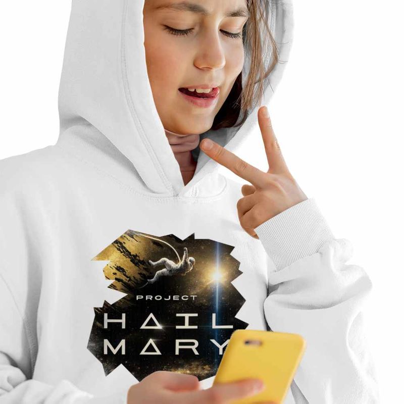 Fashion, accesorii si bijuterii - Copii - Imbracaminte copii - Pulovere si hanorace copii - Hanorac Copii Fete Project Hail Mary Spaceship Mission Tau Ceti, alb, marime L Copii - Infinity.ro