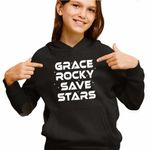 Fashion, accesorii si bijuterii - Copii - Imbracaminte copii - Pulovere si hanorace copii - Hanorac Copii Fete Project Hail Mary Grace Rocky Save Stars, negru, marime S Copii - Infinity.ro
